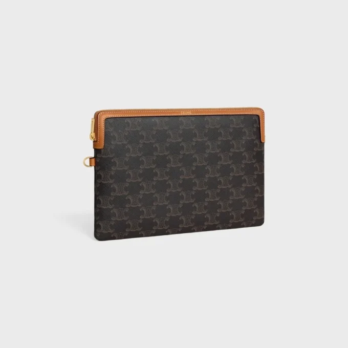 Liten påse med rem Cuir Triomphe i Triomphe Canvas och kalvskinn