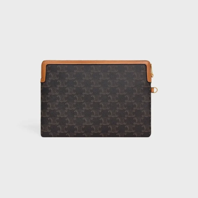 Liten påse med rem Cuir Triomphe i Triomphe Canvas och kalvskinn