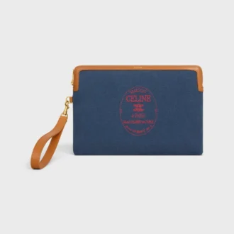 Litet etui med rem Cuir Triomphe i textil med broderi