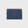 Litet etui med rem Cuir Triomphe i textil med broderi
