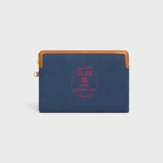 Litet etui med rem Cuir Triomphe i textil med broderi