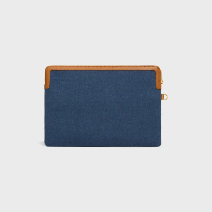 Litet etui med rem Cuir Triomphe i textil med broderi