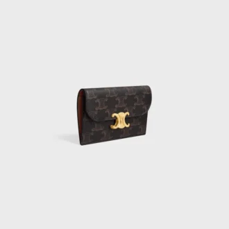 Lång korthållare med lock Triomphe  i Triomphe Canvas