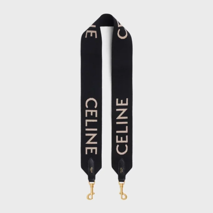 Lång rem i ull med CELINE-jacquard