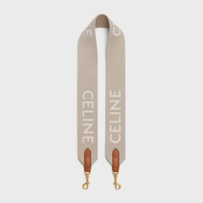 Lång rem i ull med CELINE-jacquard