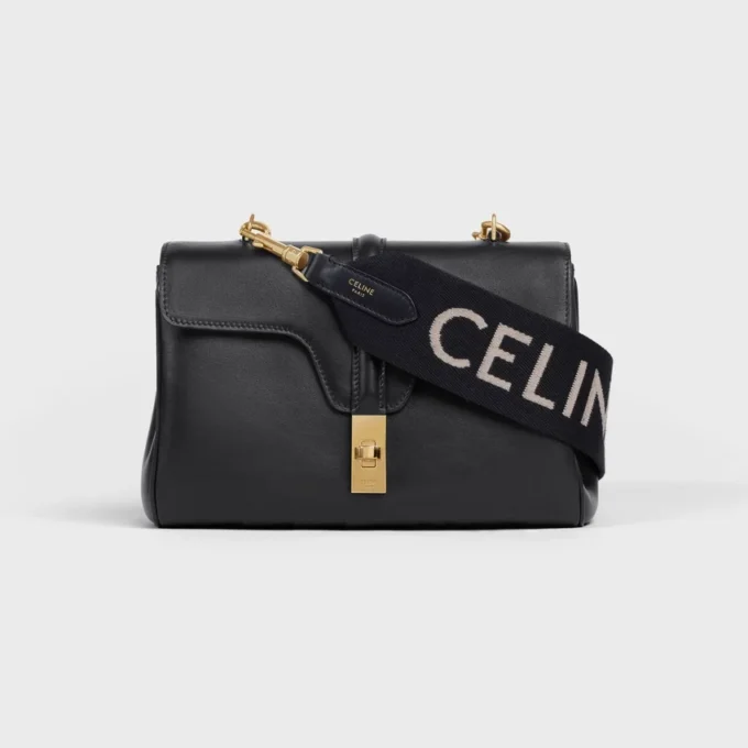 Lång rem i ull med CELINE-jacquard