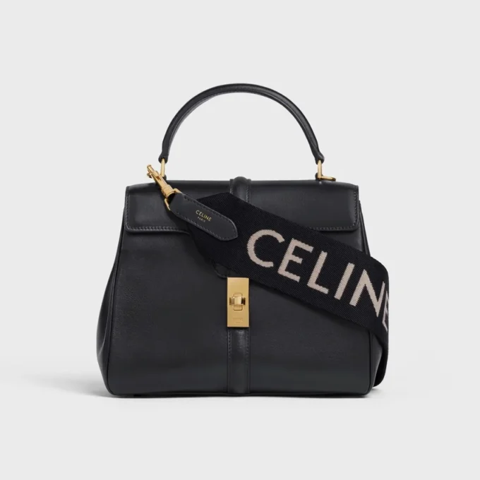 Lång rem i ull med CELINE-jacquard