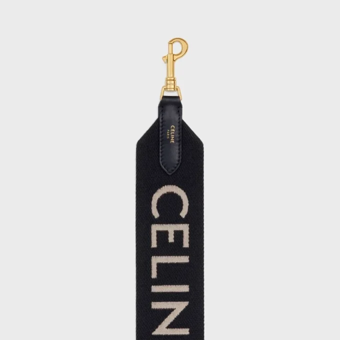 Lång rem i ull med CELINE-jacquard