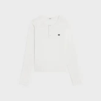 Långärmad T-shirt i ribbad bomullsjersey