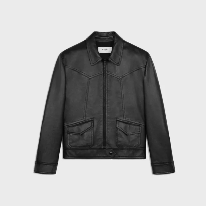 Löst sittande blousonjacka i mjukt lammskinn