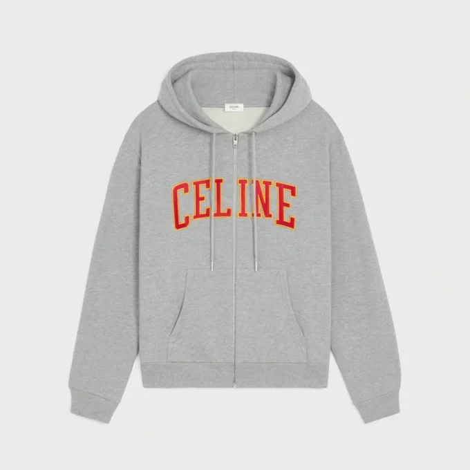 Löst sittande hoodie med dragkedja i bomullsfleece Löst sittande hoodie med dragkedja i bomullsfleece