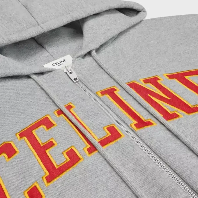 Löst sittande hoodie med dragkedja i bomullsfleece Löst sittande hoodie med dragkedja i bomullsfleece