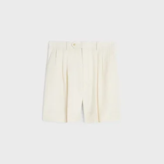Masculin-shorts med tre veck i randig ull