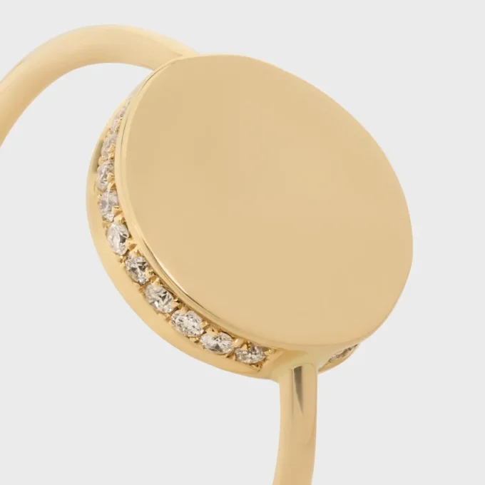 Medaille CELINE-ring i gult guld och diamanter Medaille CELINE-ring i gult guld och diamanter