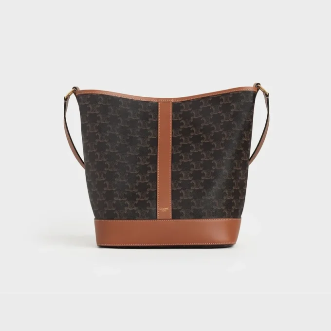 Medium Bucket i Triomphe Canvas och kalvskinn