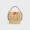Medium Louise Bucket i raffia och kalvskinn
