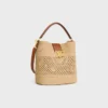 Medium Louise Bucket i raffia och kalvskinn