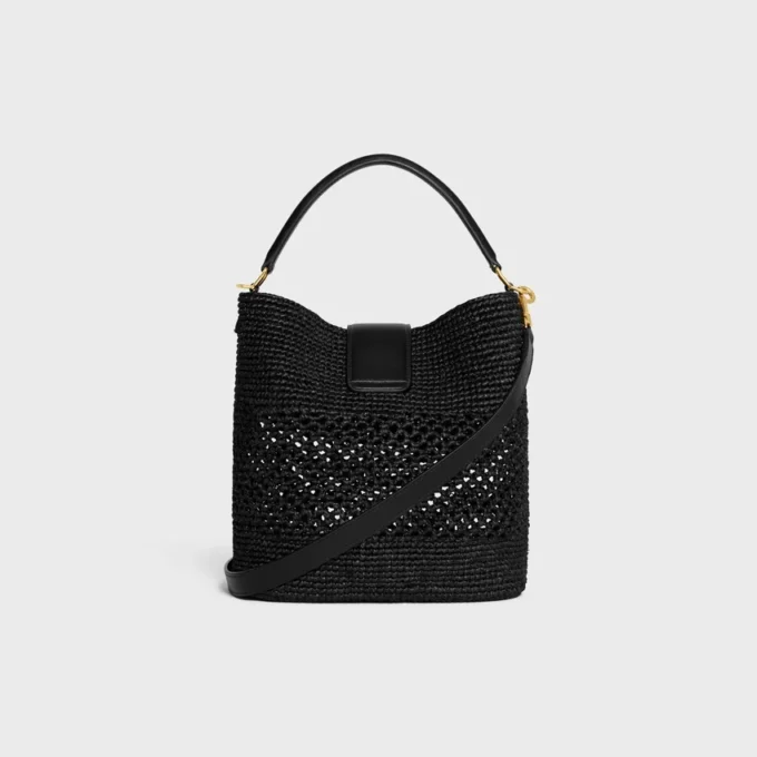 Medium Louise Bucket i raffia och kalvskinn Medium Louise Bucket i raffia och kalvskinn