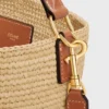 Medium Louise Bucket i raffia och kalvskinn