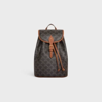 Medium ryggsäck Folco i Triomphe Canvas och kalvskinn