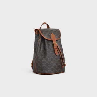 Medium ryggsäck Folco i Triomphe Canvas och kalvskinn