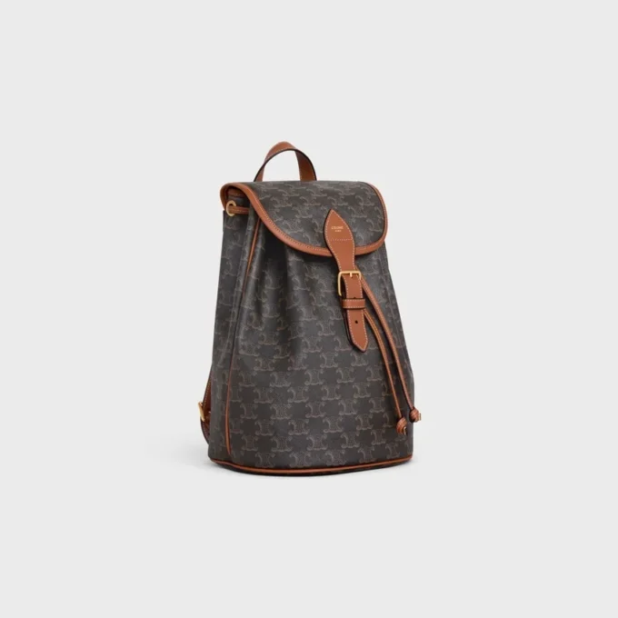 Medium ryggsäck Folco i Triomphe Canvas och kalvskinn