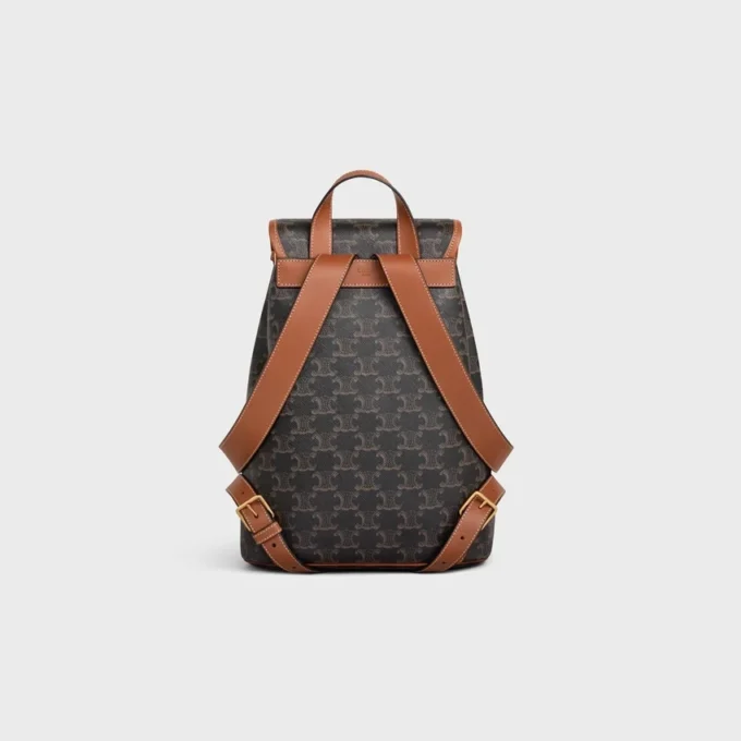 Medium ryggsäck Folco i Triomphe Canvas och kalvskinn