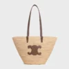 Medium Supple CELINE Classic Panier i raffia och kalvskinn Medium Supple CELINE Classic Panier i raffia och kalvskinn