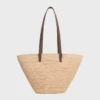 Medium Supple CELINE Classic Panier i raffia och kalvskinn Medium Supple CELINE Classic Panier i raffia och kalvskinn