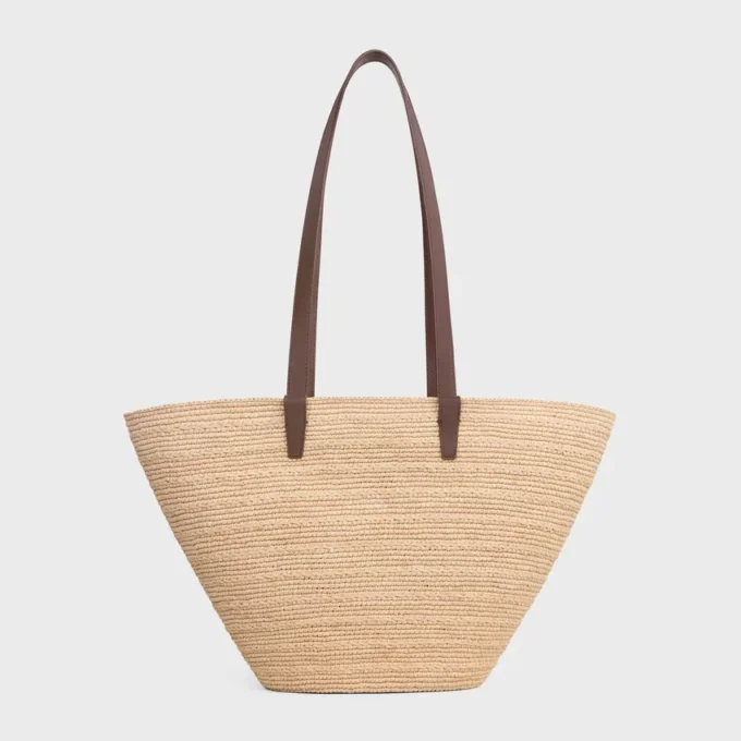 Medium Supple CELINE Classic Panier i raffia och kalvskinn Medium Supple CELINE Classic Panier i raffia och kalvskinn