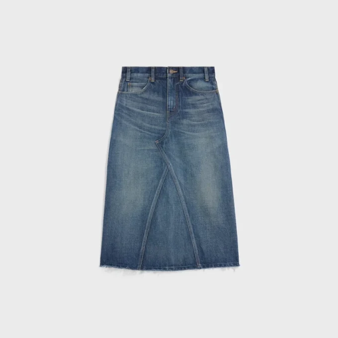 Midikjol i mörk Union Wash-denim