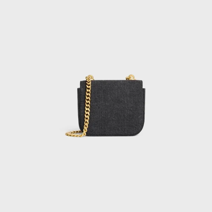 Mini Chain Claude i denim och kalvskinn