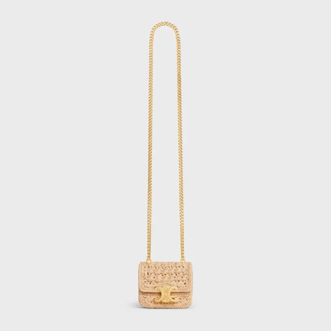 Mini Chain Claude i textil med raffiaeffekt