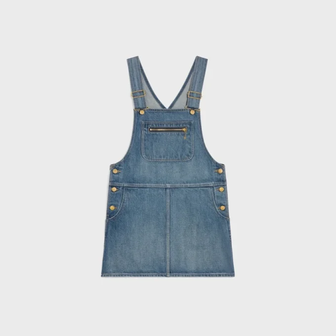 Mini-klänning i overallstil i Union Wash-denim Mini-klänning i overallstil i Union Wash-denim
