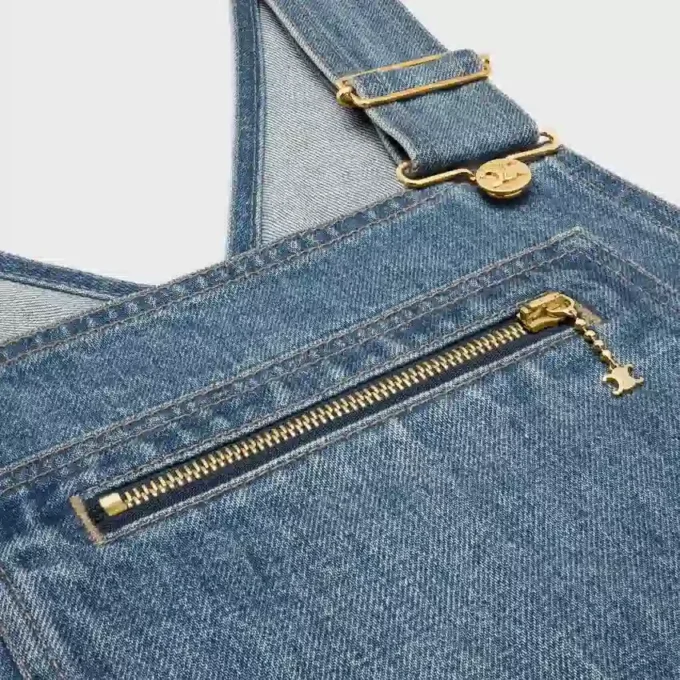 Mini-klänning i overallstil i Union Wash-denim Mini-klänning i overallstil i Union Wash-denim