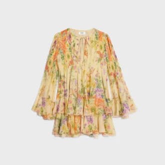 Mini-plisserad klänning i silkgeorgette