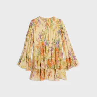 Mini-plisserad klänning i silkgeorgette