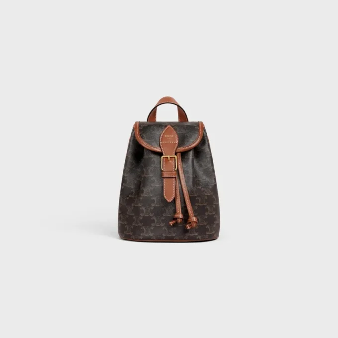 Mini-ryggsäck Folco i Triomphe Canvas och kalvskinn