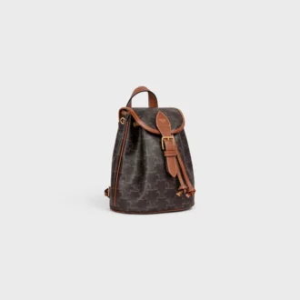 Mini-ryggsäck Folco i Triomphe Canvas och kalvskinn