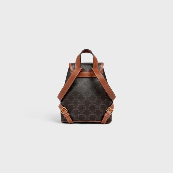 Mini-ryggsäck Folco i Triomphe Canvas och kalvskinn