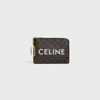Myntplånbok  i Triomphe Canvas med CELINE-tryck