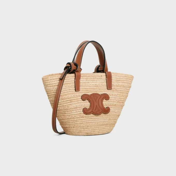 Nano Supple CELINE Classic Panier i raffia och kalvskinn Nano Supple CELINE Classic Panier i raffia och kalvskinn