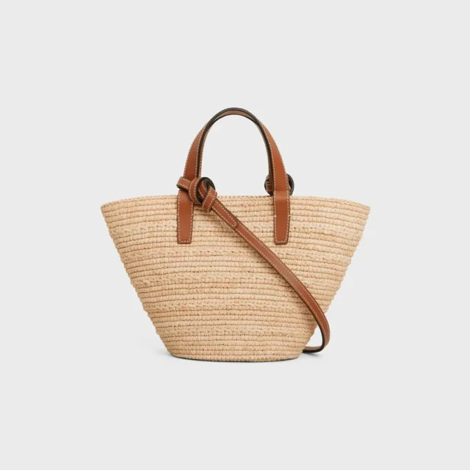 Nano Supple CELINE Classic Panier i raffia och kalvskinn Nano Supple CELINE Classic Panier i raffia och kalvskinn