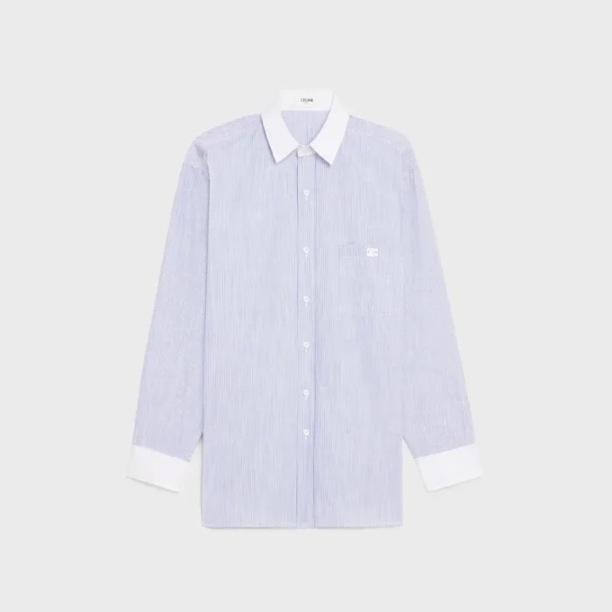 Oversized-skjorta i randig chambray-bomull