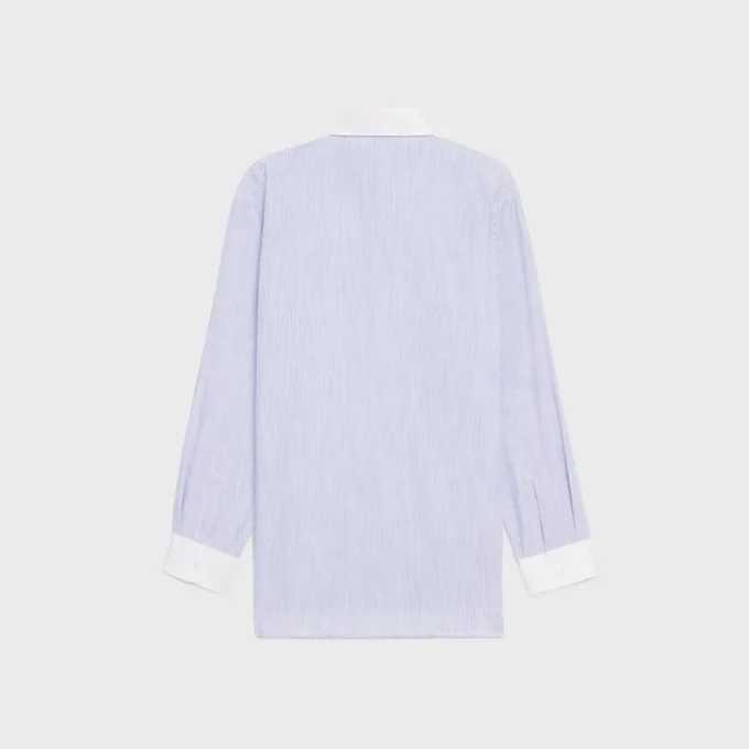 Oversized-skjorta i randig chambray-bomull