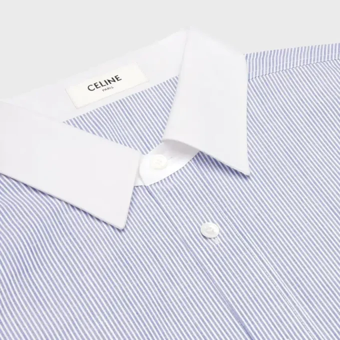 Oversized-skjorta i randig chambray-bomull