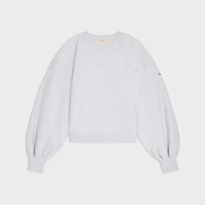 Oversized tröja med rund hals i bomullsfleece