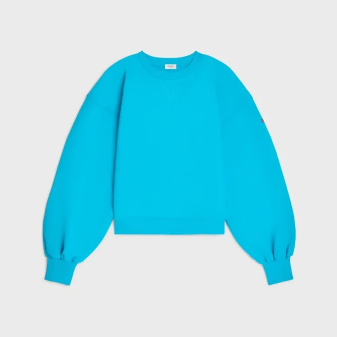 Oversized tröja med rund hals i bomullsfleece