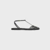 Platta sandaler med burdesign i getskinn