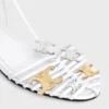 Platta sandaler med burdesign i getskinn